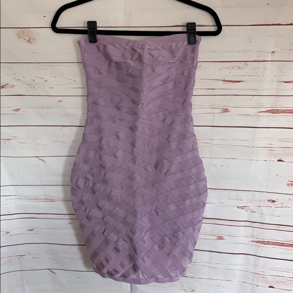 Fashion Nova Lavender Strapless Bodycon Dress